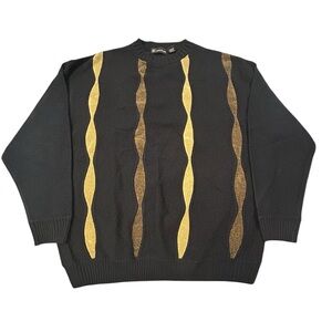 Jason Evans Men’s Acrylic Black and Gold Men's Sweater Vintage Grandpacore XXL